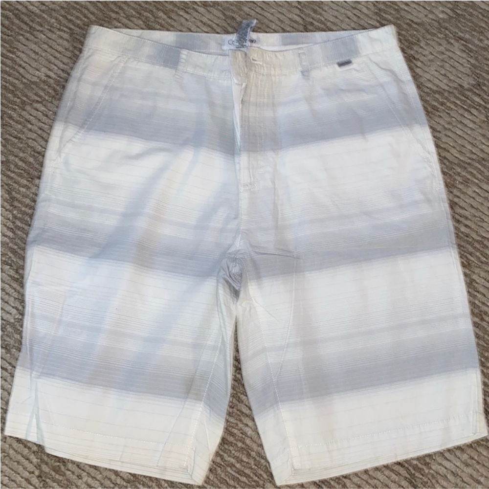 Calvin Klein Striped White and Gray Shorts